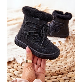 PE1 Botas de nieve cálidas negras con piel negro 3