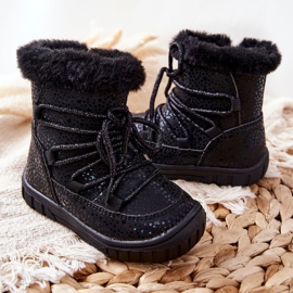 PE1 Botas de nieve cálidas negras con piel negro 5
