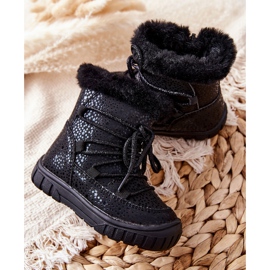 PE1 Botas de nieve cálidas negras con piel negro 4