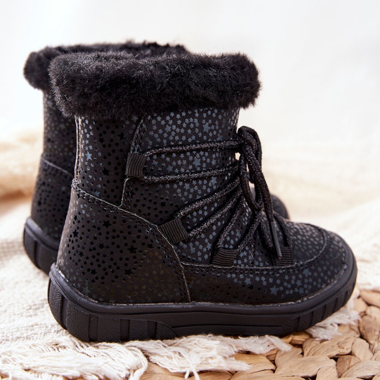 PE1 Botas de nieve cálidas negras con piel negro 2
