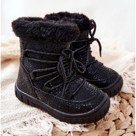 PE1 Botas de nieve cálidas negras con piel negro 6