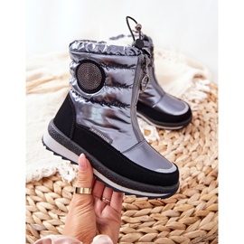PE1 Botas de nieve altas de lana cálida Gris Lucia negro plata 3