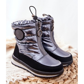 PE1 Botas de nieve altas de lana cálida Gris Lucia negro plata 6