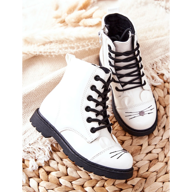 Trabajadores de botas calientes en la cremallera Mousie blanco 1 Trabajadores de botas calientes en la cremallera Mousie blanco 1