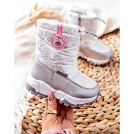 PJ2 Botas de nieve cálidas para niños con cremallera Laoth blanco plateado 4
