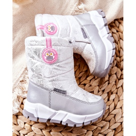 PJ2 Botas de nieve cálidas para niños con cremallera Laoth blanco plateado 3