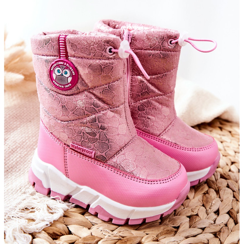 PJ2 Botas de nieve cálidas para niños con cremallera rosada rosado 1