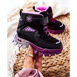 PJ2 Botas de nieve cálidas para niños con velcro Tannis Negro-Rosa rosado 2 PJ2 Botas de nieve cálidas para niños con velcro Tannis Negro-Rosa rosado 2