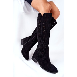 PG1 Botas caladas sobre una cuña negra oculta Lara negro 1 PG1 Botas caladas sobre una cuña negra oculta Lara negro 1