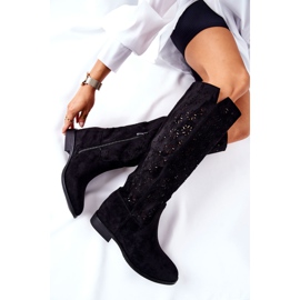 PG1 Botas caladas sobre una cuña negra oculta Lara negro 4