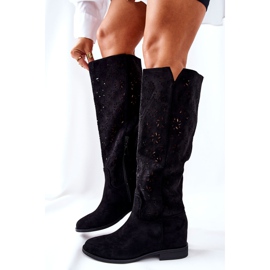 PG1 Botas caladas sobre una cuña negra oculta Lara negro 5