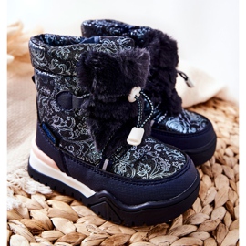 PJ2 Botas de nieve cálidas para niños con piel azul marino Dessa blanco 1