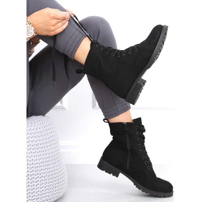 Trabajadores con cordones de Bente Black negro 2