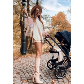 PS1 Botas cálidas de mujer en el talón Beige Finner 10