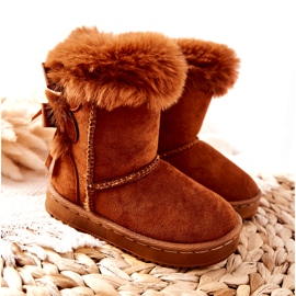 FR1 Botas cálidas para niños con lazos D.Khaki Funky botas de nieve marrón 6