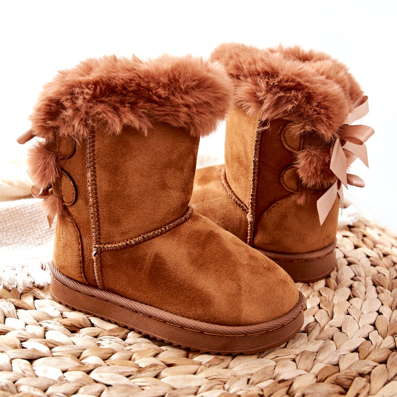 FR1 Botas cálidas para niños con lazos D.Khaki Funky botas de nieve marrón 2