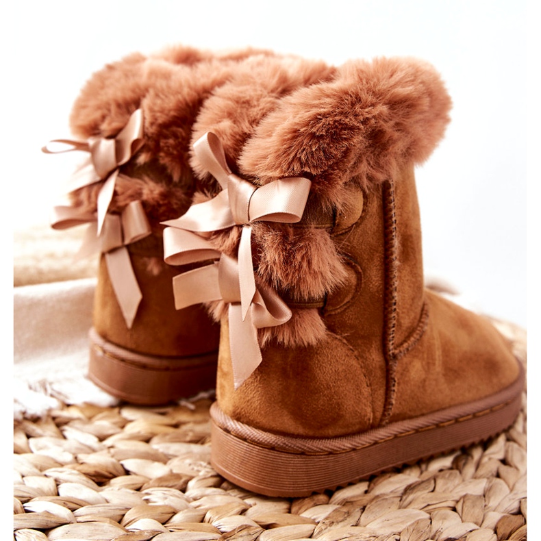 FR1 Botas cálidas para niños con lazos D.Khaki Funky botas de nieve marrón 1