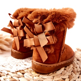FR1 Botas cálidas para niños con lazos D.Khaki Funky botas de nieve marrón 5