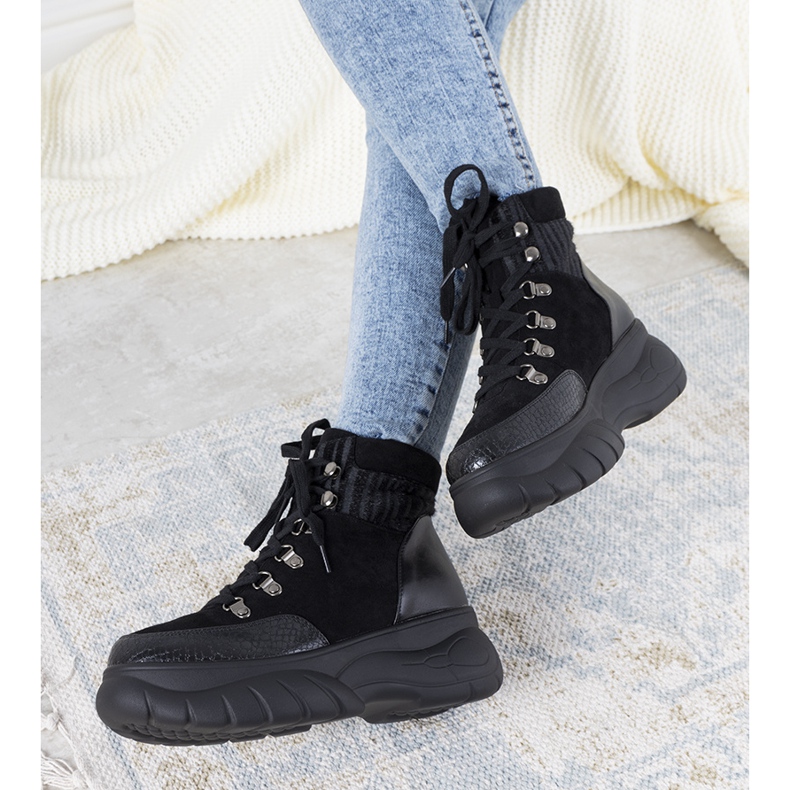 Zapatillas deportivas negras de invierno con motivo animal Miron negro 1