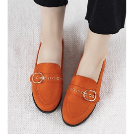 Mocasines naranjas con decoración Verreau dorada 1 Mocasines naranjas con decoración Verreau dorada 1