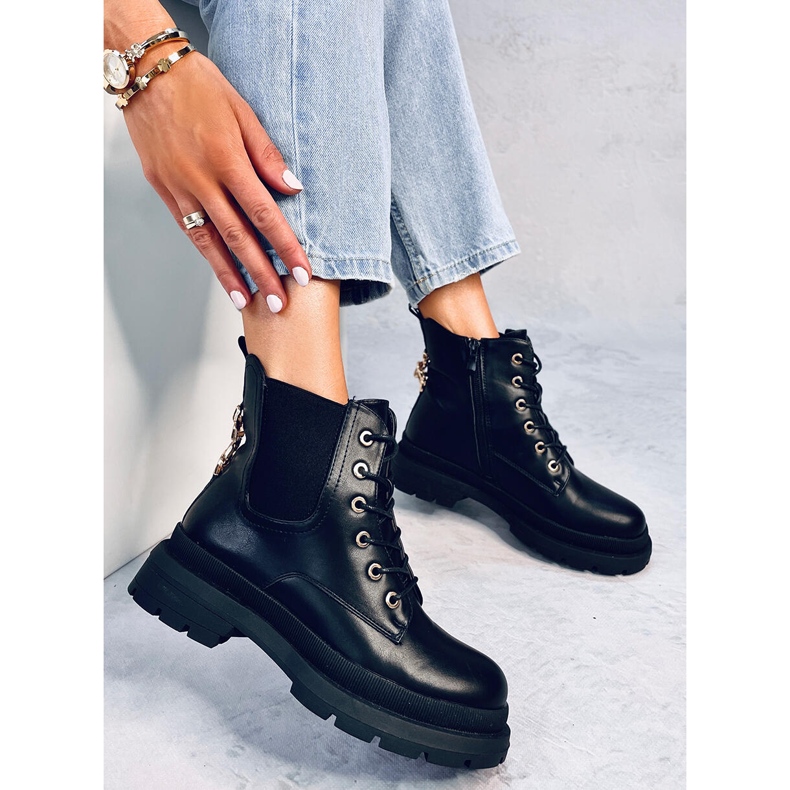 Botas de cordones con cadena Clumsy Black negro 2