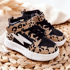 FR1 Zapatillas de deporte altas para niños Bartnie negro y beige blanco marrón 5