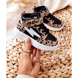 FR1 Zapatillas de deporte altas para niños Bartnie negro y beige blanco marrón 4
