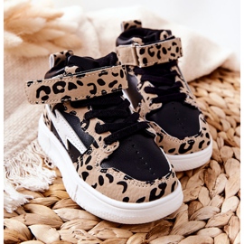 FR1 Zapatillas de deporte altas para niños Bartnie negro y beige blanco marrón 3