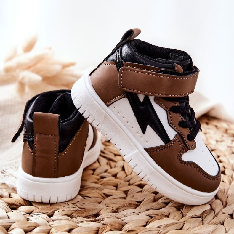 FR1 Zapatillas deportivas altas para niños, blancas y marrones Bartnie blanco marrón negro 1