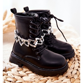 FR1 Botas Infantiles Negra Con Cadena negro 7