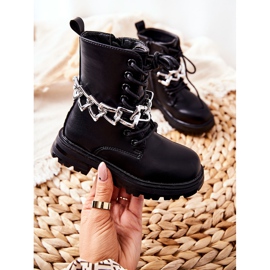 FR1 Botas Infantiles Negra Con Cadena negro 4