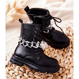 FR1 Botas Infantiles Negra Con Cadena negro 6
