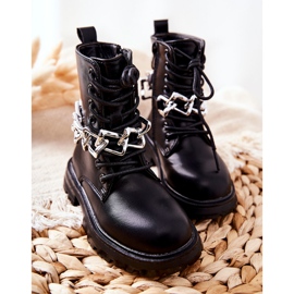 FR1 Botas Infantiles Negra Con Cadena negro 3