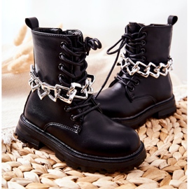 FR1 Botas Infantiles Negra Con Cadena negro 5