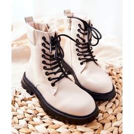 FR1 Botas Clarika Infantiles Clásicas Beige Con Cremallera 2