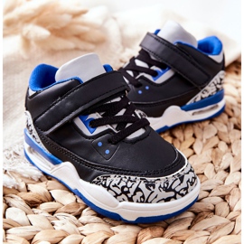 FR1 Zapatillas Deportivas Infantiles Lino Negro y Azul blanco 4