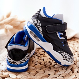 FR1 Zapatillas Deportivas Infantiles Lino Negro y Azul blanco 1