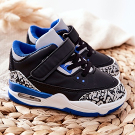 FR1 Zapatillas Deportivas Infantiles Lino Negro y Azul blanco 3