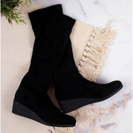 Botas de ante negro en la cuña Filippo W PAW299 1
