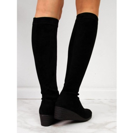 Botas de ante negro en la cuña Filippo W PAW299 2