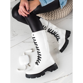 TRENDI Botas blancas en la plataforma blanco 4