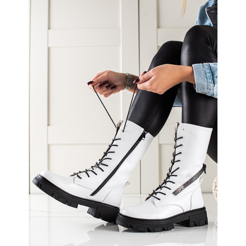 Botas con cremallera decorativa de Sergio Leone blanco 2 Botas con cremallera decorativa de Sergio Leone blanco 2