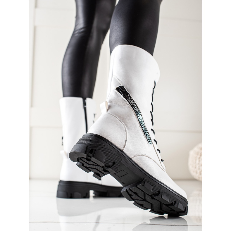 Botas con cremallera decorativa de Sergio Leone blanco 1 Botas con cremallera decorativa de Sergio Leone blanco 1