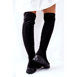 PW2 Botas de gamuza sobre la rodilla con cremallera negra Creen negro 1