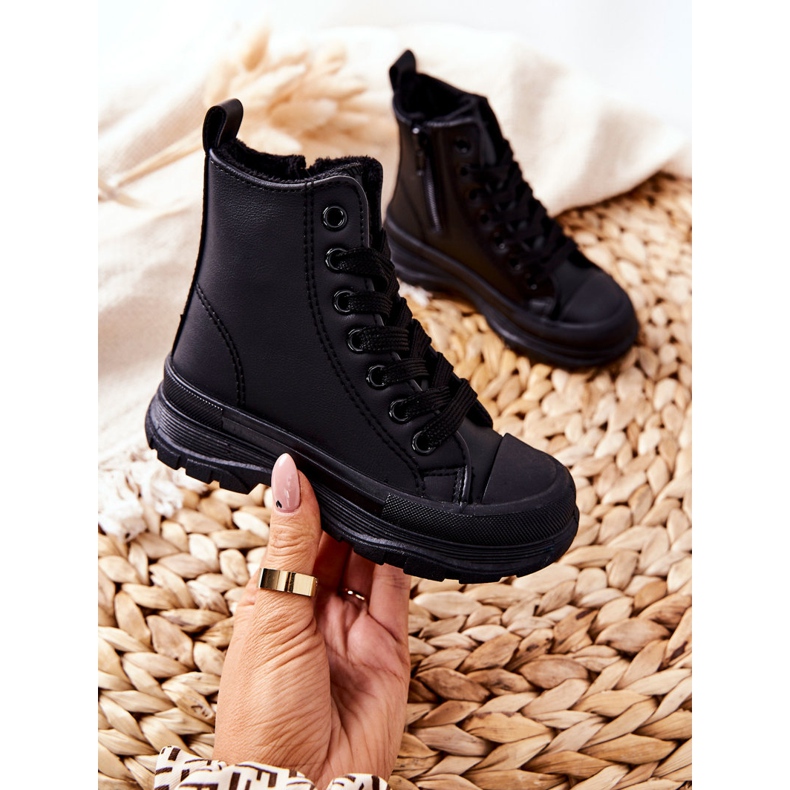 FR1 Deportivas infantiles de piel con aislamiento Negro Bomi 2