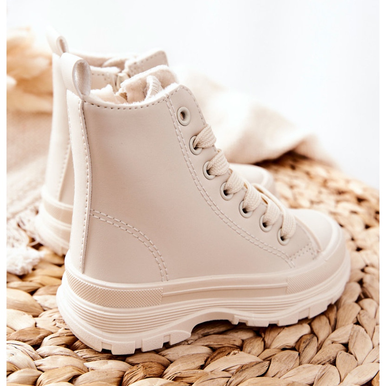 FR1 Zapatillas Cálidas Infantiles Piel Beige Claro Bomi 2