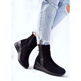 PE1 Botas con cuña de ante negras Athelaine negro 3