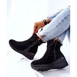 PE1 Botas con cuña de ante negras Athelaine negro 1