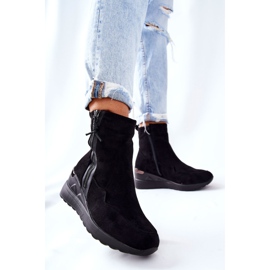 PE1 Botas con cuña de ante negras Athelaine negro 4
