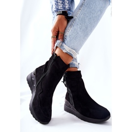 PE1 Botas con cuña de ante negras Athelaine negro 5